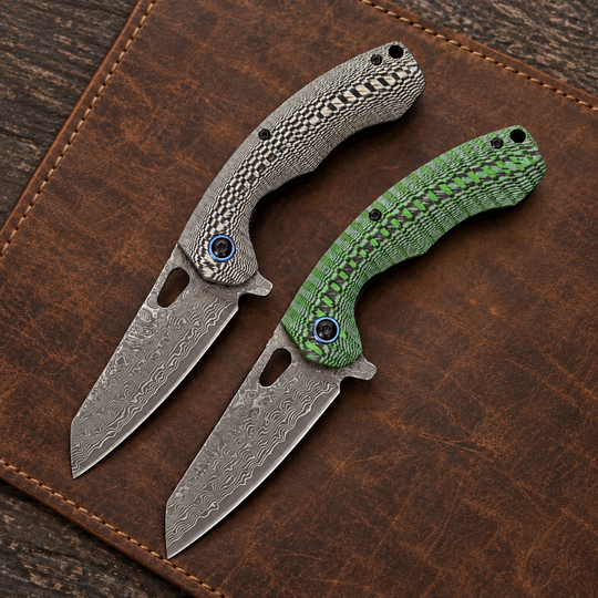 The Dravex:Damascus Steel Pocket EDC Folding Knife with G10 Handle