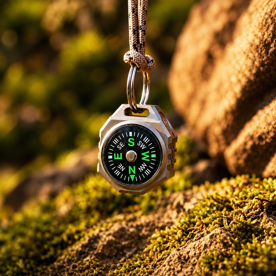 Polaris:Titanium Tri-Color EDC Flashlight with Built-In Compass