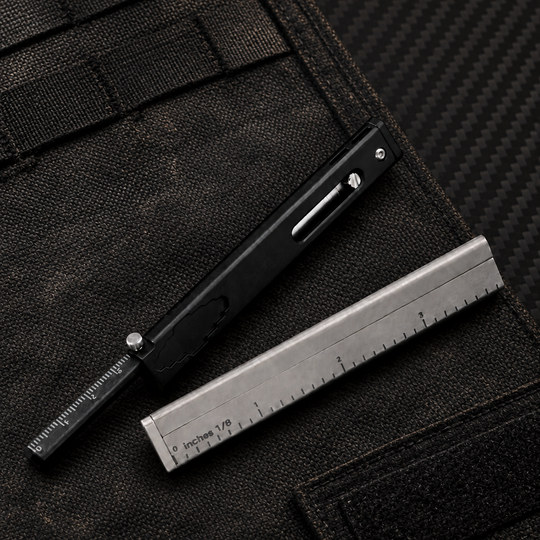 The TriRuler:Titanium Drafting Built-In Mini Pencil EDC Multi-Tool