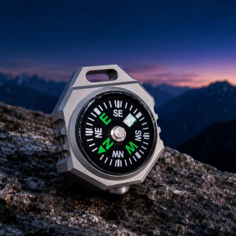 Polaris:Titanium Tri-Color EDC Flashlight with Built-In Compass