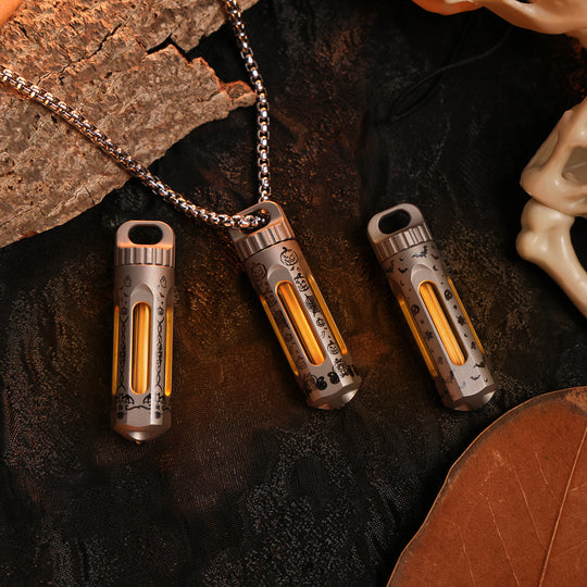 NoxTi Tritium Keychain — Halloween Limited Edition | Exclusive Halloween Pattern & Orange Glow