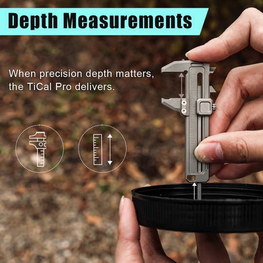 TiCal Pro - Sandblasted Titanium Mini Caliper for precise measurement.