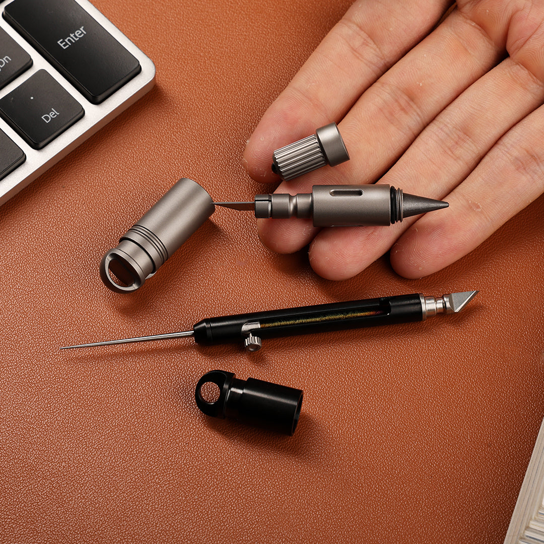 Mini Keychain Titanium Pen – Ultra Light Bolt Action EDC Pen | Portable, Stylish, For Signature & Note-Taking (Grey)