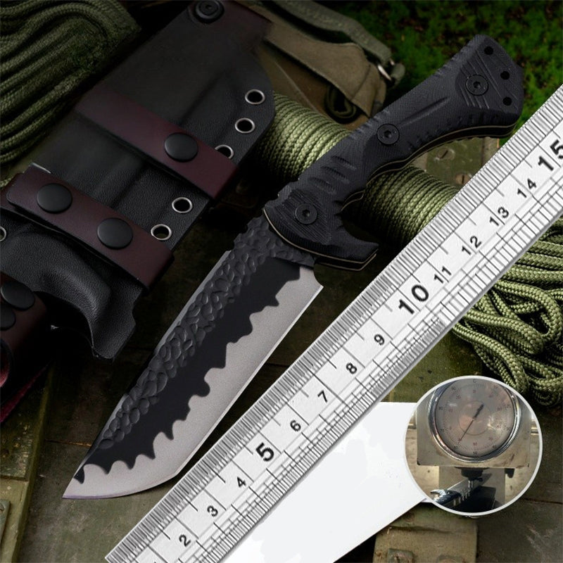 TitanForce D2 Survival Knife — D2 tool steel, survival, tactical, heavy-duty, durable,with K-sheath