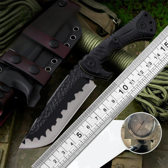 TitanForce D2 Survival Knife — D2 tool steel, survival, tactical, heavy-duty, durable,with K-sheath