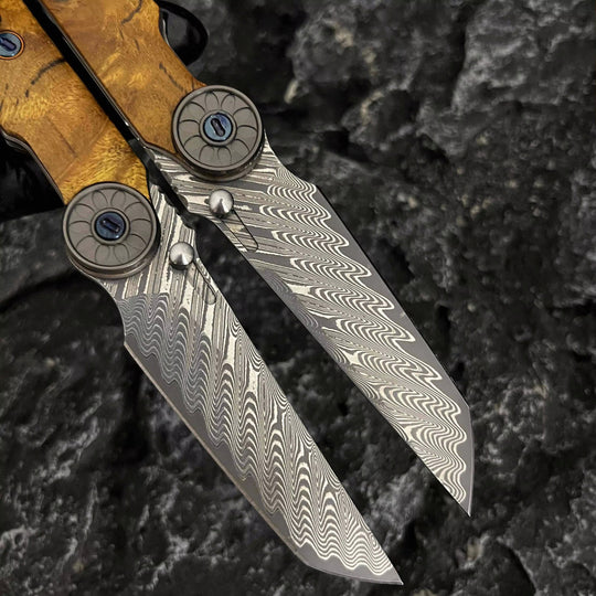 SolarFlame - Damascus EDC Folding Knife