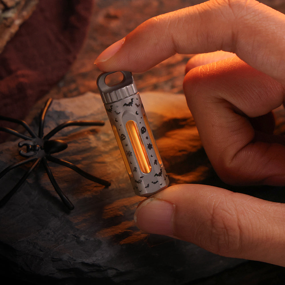 NoxTi Tritium Keychain — Halloween Limited Edition | Exclusive Halloween Pattern & Orange Glow