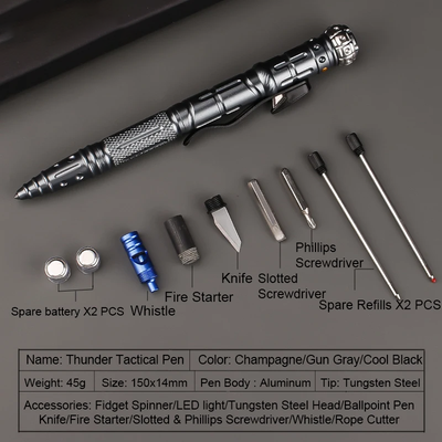 SpinStrike : 9 in 1 Multifunctional Heavy-Duty Ballpoint Pen