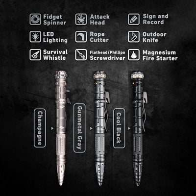 SpinStrike : 9 in 1 Multifunctional Heavy-Duty Ballpoint Pen