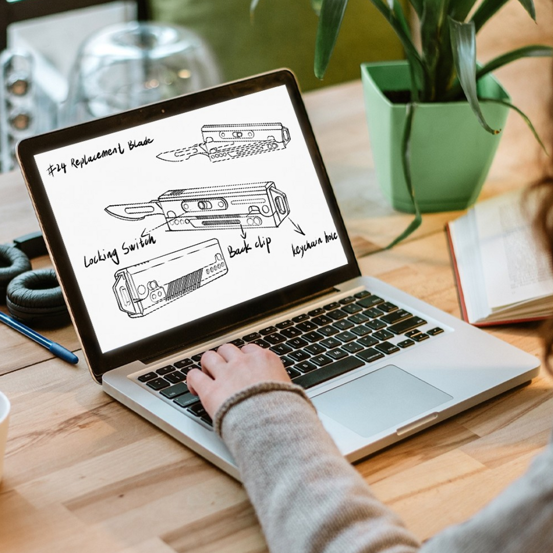 TiRoto:Ti EDC Utility Knife with Snap-Flick Action. 