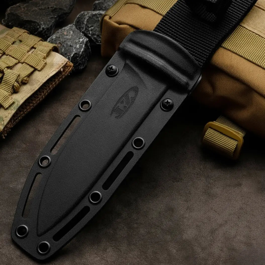 Grey Wolf Survival Knife - High Carbon Steel, Grey Titanium Coated, Ergonomic Grip for Hunting & Camping