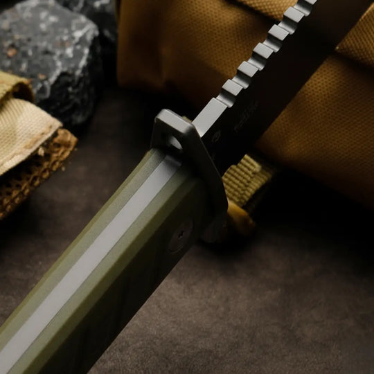 Grey Wolf Survival Knife - High Carbon Steel, Grey Titanium Coated, Ergonomic Grip for Hunting & Camping