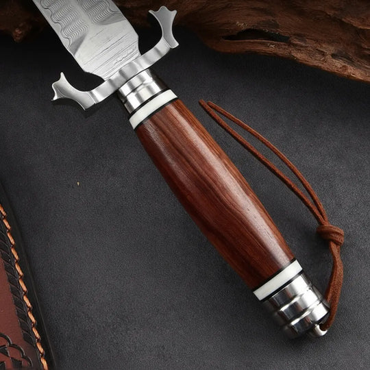 Excalibur Elite | Handcrafted Damascus Steel EDC Fixed Blade Outdoor Hunting Knife