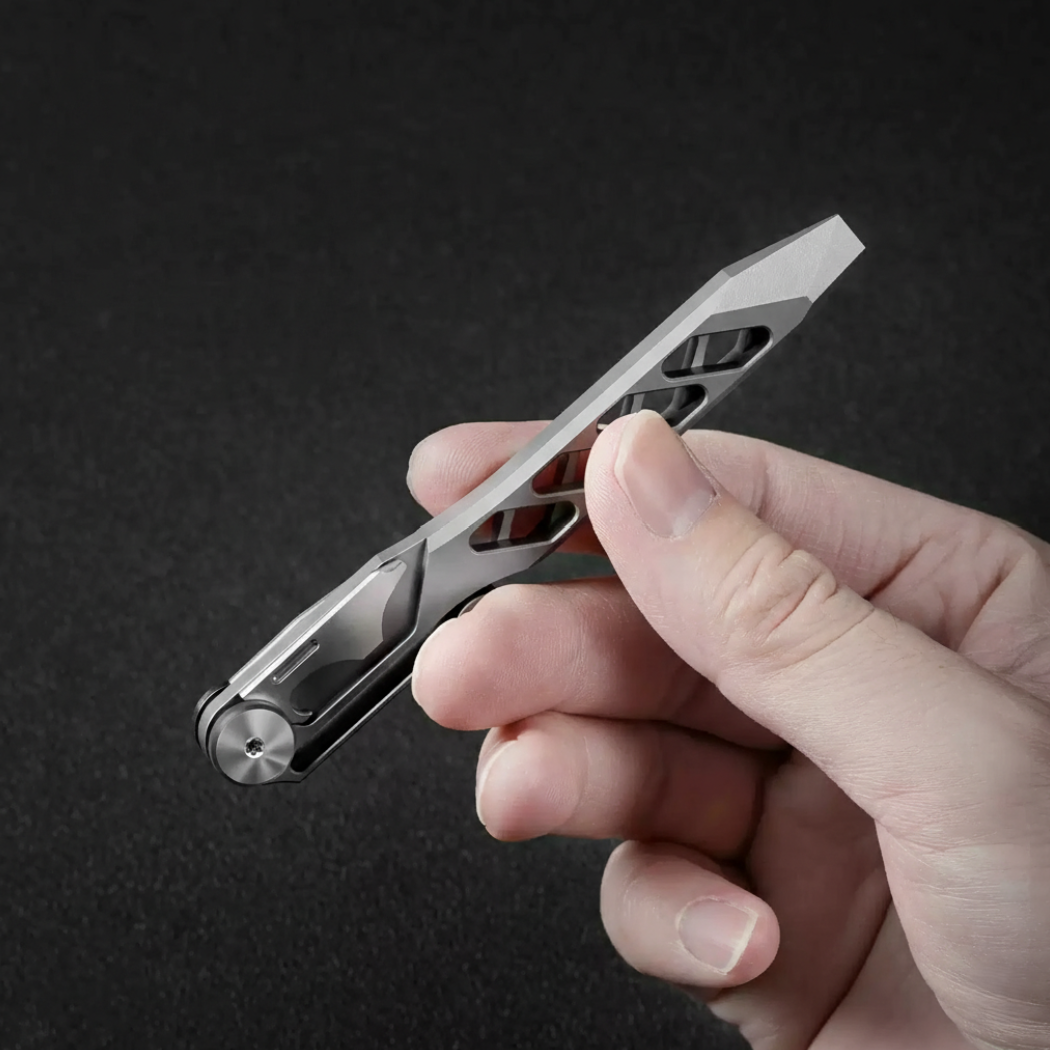 AeroTitan Titanium EDC Pry Bar - CNC Stealth Multi-Tool