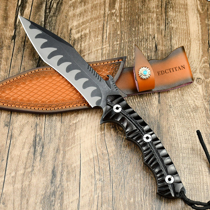 Tiger Fang Tactical Fixed Blade Knife – DC53 Steel, Ebony Handle