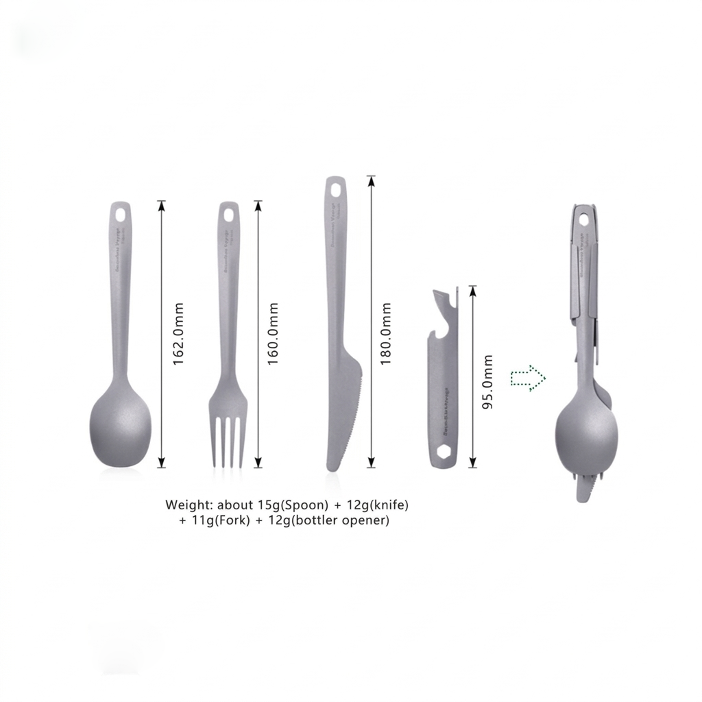 Boundless Voyage|Titanium Modular Cutlery Ultralight 4-in-1 EDC Multi-Functional Dining Gear
