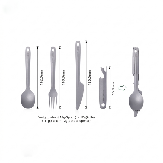 Boundless Voyage|Titanium Modular Cutlery Ultralight 4-in-1 EDC Multi-Functional Dining Gear