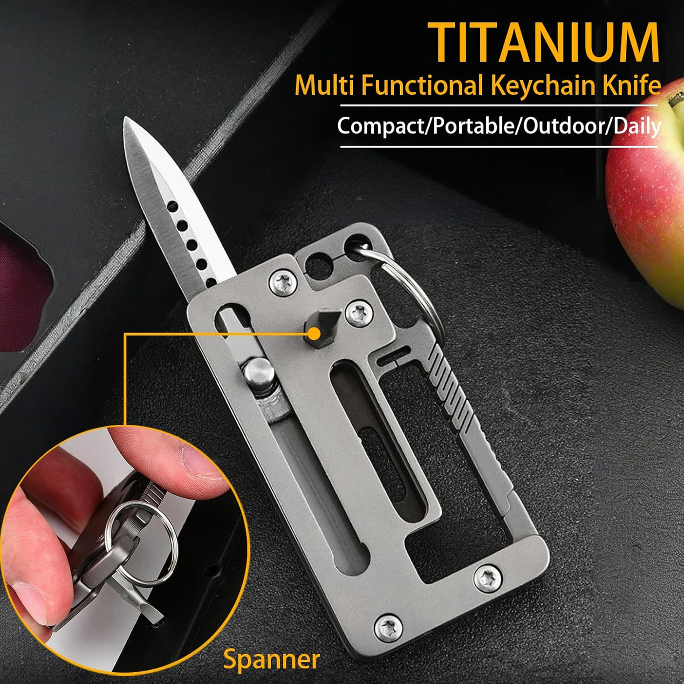 TitanClip Pro – Titanium EDC Carabiner Tool with Knife, Hex Wrench & Opener