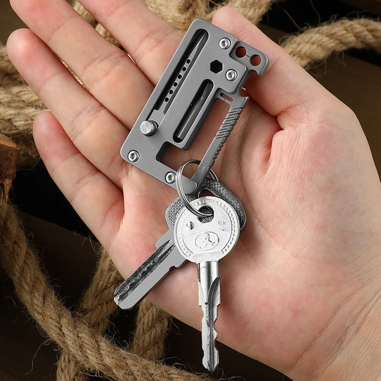 TitanClip Pro – Titanium EDC Carabiner Tool with Knife, Hex Wrench & Opener