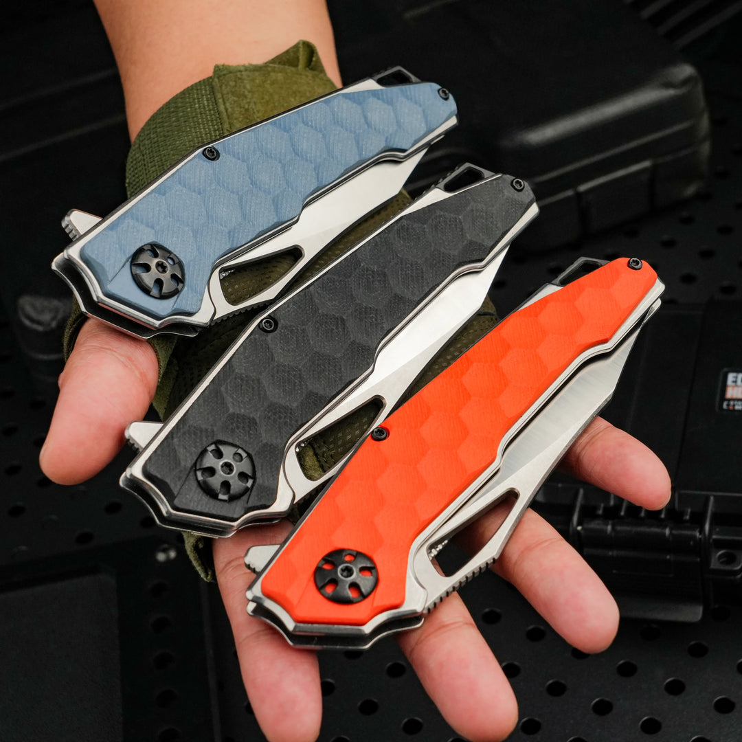 HexGrip G10 Folding Knife – 5Cr Stainless Steel EDC Flipper | Outdoor, Camping & Everyday Carry
