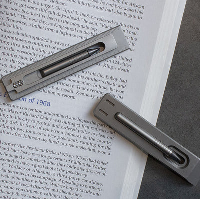 The BookBond Pen: Titanium Multitool Bookmark