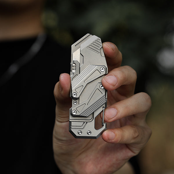 SyncraBlade: Titanium EDC Knife with Linked Slide-Action