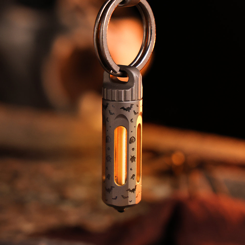 NoxTi Tritium Keychain — Halloween Limited Edition | Exclusive Halloween Pattern & Orange Glow