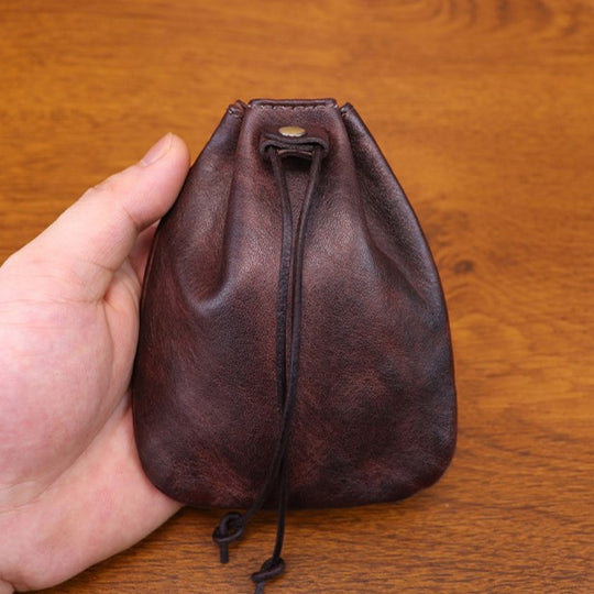 ADD-ONS: Leather Coin Pouch – Handcrafted EDC Drawstring Wallet