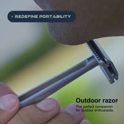 Titanium ModuRazor - Lightweight, Collapsible Razor for Portable Shaving