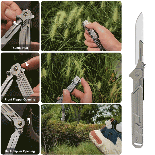 M-TiFlip - Titanium EDC Flipper Knife with Modular Ends