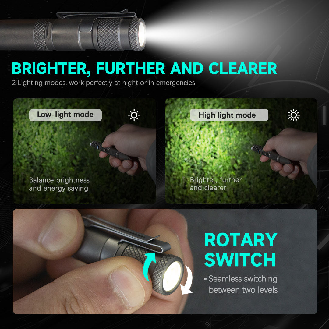 BoltLite: Titanium Pen, Flashlight & Pry Bar in One