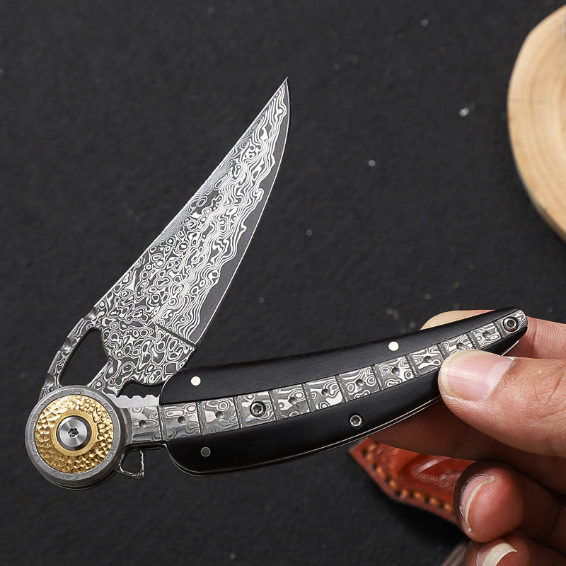 Maple Blade : Handmade Damascus Steel Folding Pocket Knife