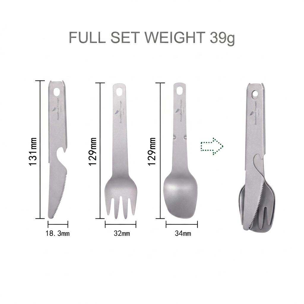 Boundless Voyage|Titanium Modular Cutlery Ultralight 4-in-1 EDC Multi-Functional Dining Gear