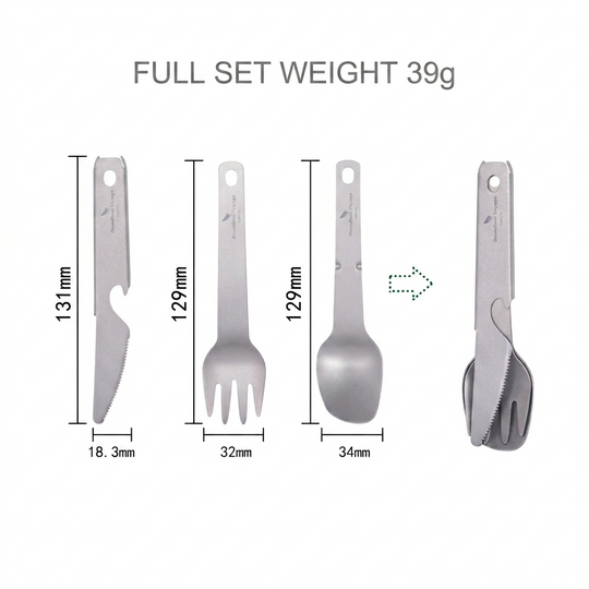 Boundless Voyage|Titanium Modular Cutlery Ultralight 4-in-1 EDC Multi-Functional Dining Gear