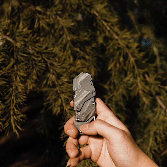 SyncraBlade: Titanium EDC Knife with Linked Slide-Action
