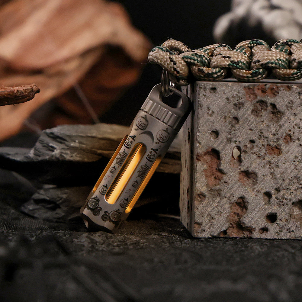 NoxTi Tritium Keychain — Halloween Limited Edition | Exclusive Halloween Pattern & Orange Glow