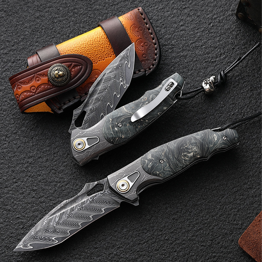 Obsidian Edge - Damascus Steel Folding Knife