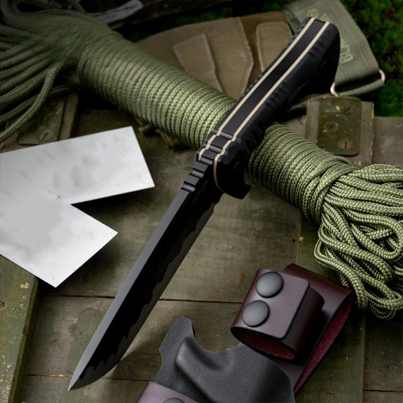 TitanForce D2 Survival Knife — D2 tool steel, survival, tactical, heavy-duty, durable,with K-sheath