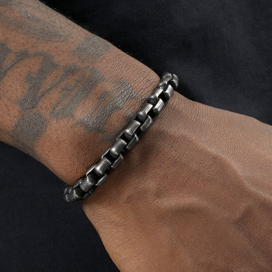 RustEdge – Titanium Steel Industrial Punk Bracelet