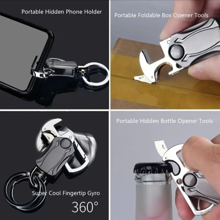 UniKey EDC Car Keychain – Multi-Tool Box Cutter & Fidget Spinner, Custom Engraving Option