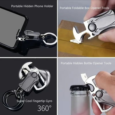UniKey EDC Car Keychain – Multi-Tool Box Cutter & Fidget Spinner, Custom Engraving Option
