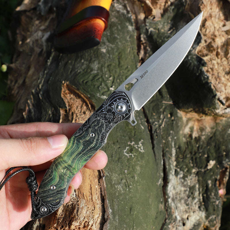 Emerald Gear — Steampunk Folding Pocket Knife with Green Resin Handle
