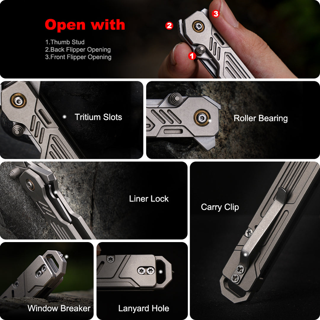 M-TiFlip - Titanium EDC Flipper Knife with Modular Ends