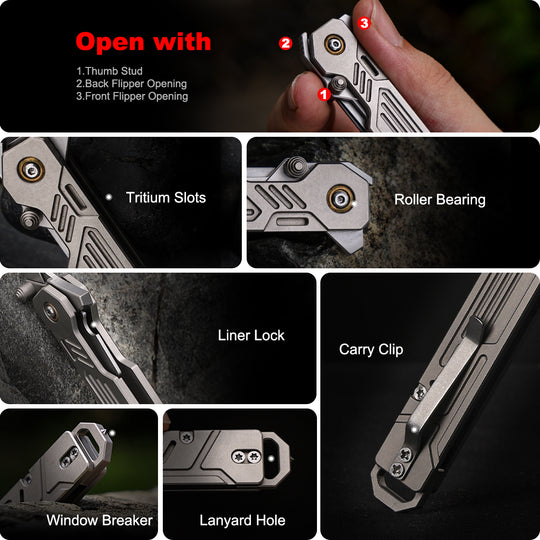 M-TiFlip - Titanium EDC Flipper Knife with Modular Ends