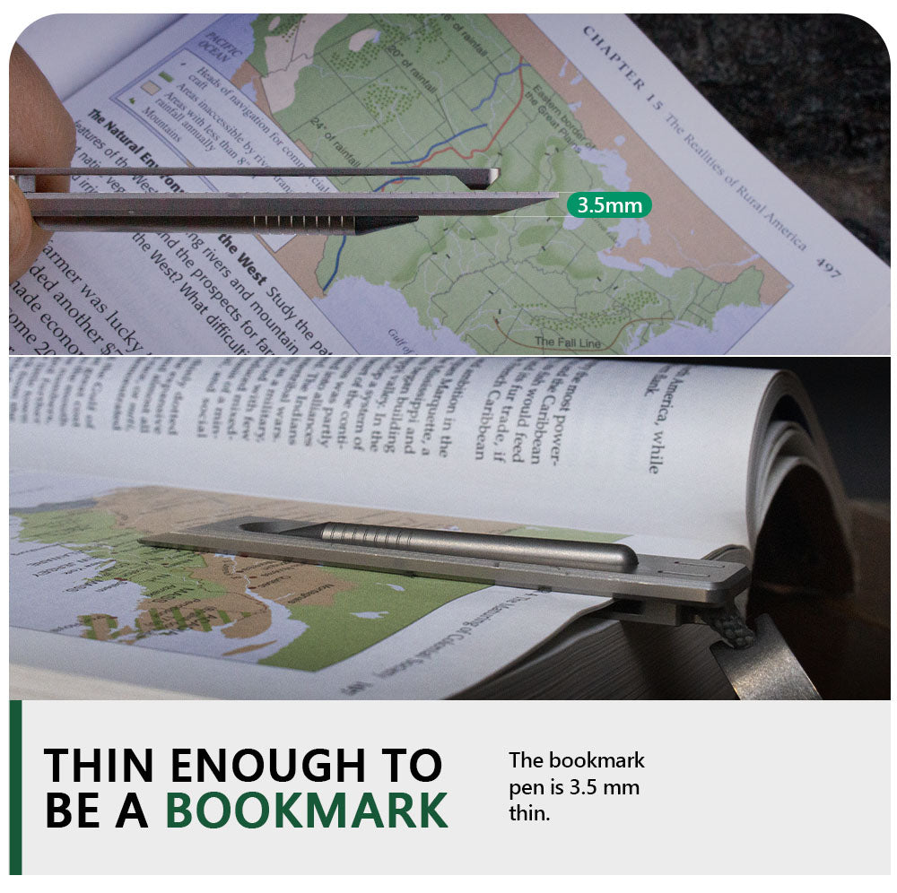 The BookBond Pen: Titanium Multitool Bookmark