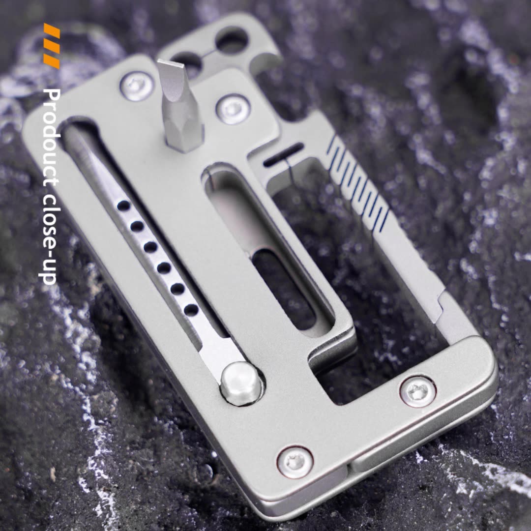 TitanClip Pro – Titanium EDC Carabiner Tool with Knife, Hex Wrench & Opener