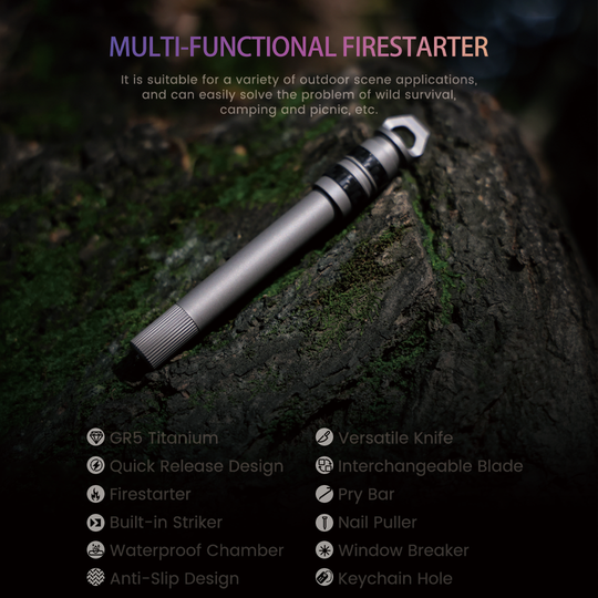 The SparkX - Titanium All-in-One Quick Release Firestarter