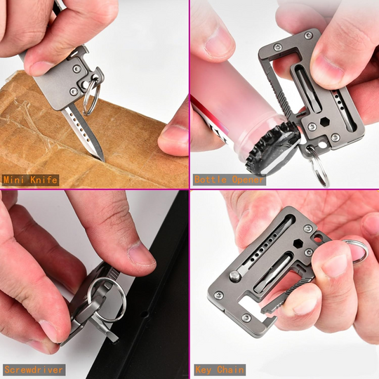 TitanClip Pro – Titanium EDC Carabiner Tool with Knife, Hex Wrench & Opener