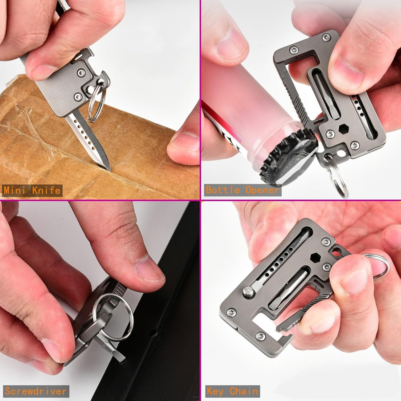 TitanClip Pro – Titanium EDC Carabiner Tool with Knife, Hex Wrench & Opener