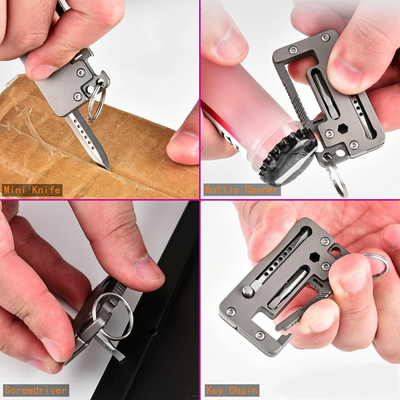TitanClip Pro – Titanium EDC Carabiner Tool with Knife, Hex Wrench & Opener